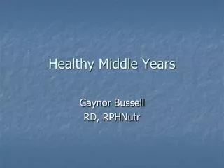 Healthy Middle Years