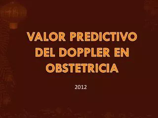 valor predictivo del doppler en obstetricia