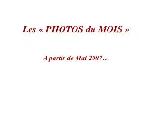 les photos du mois