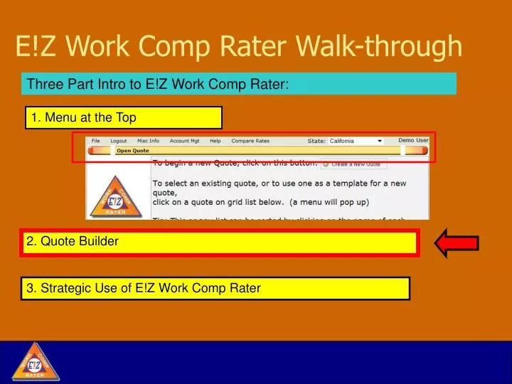 e z work comp rater walk through