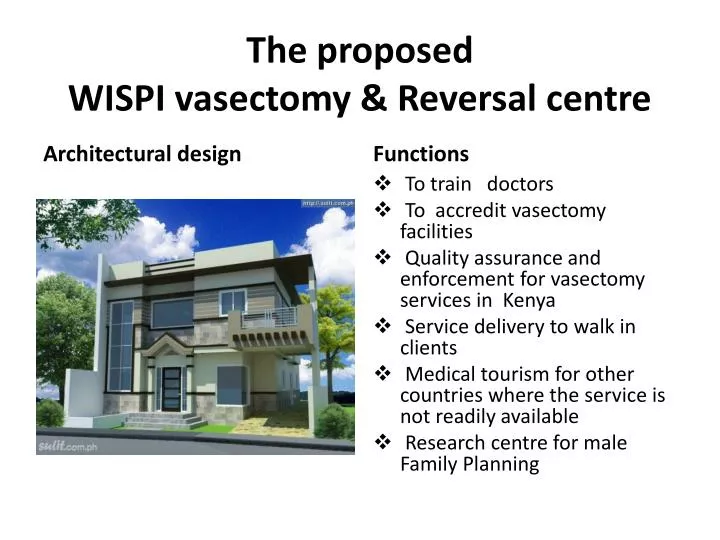 the proposed wispi vasectomy reversal centre