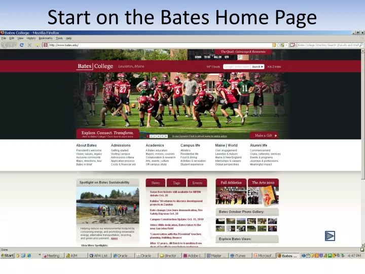 start on the bates home page
