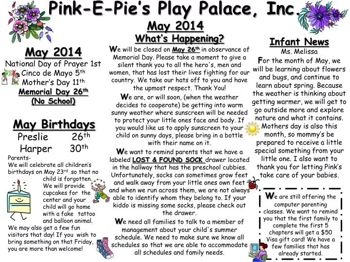 pink e pie s play palace inc may 2014