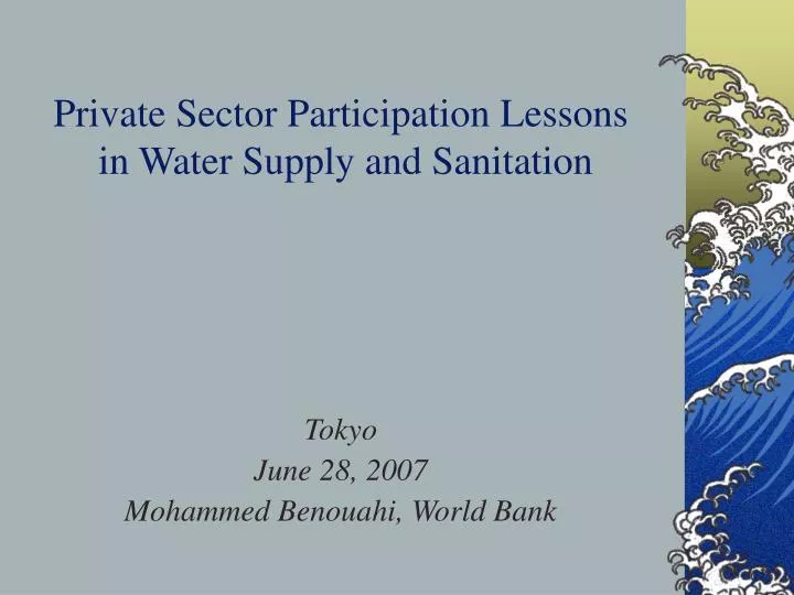 private sector participation lessons in water supply and sanitation