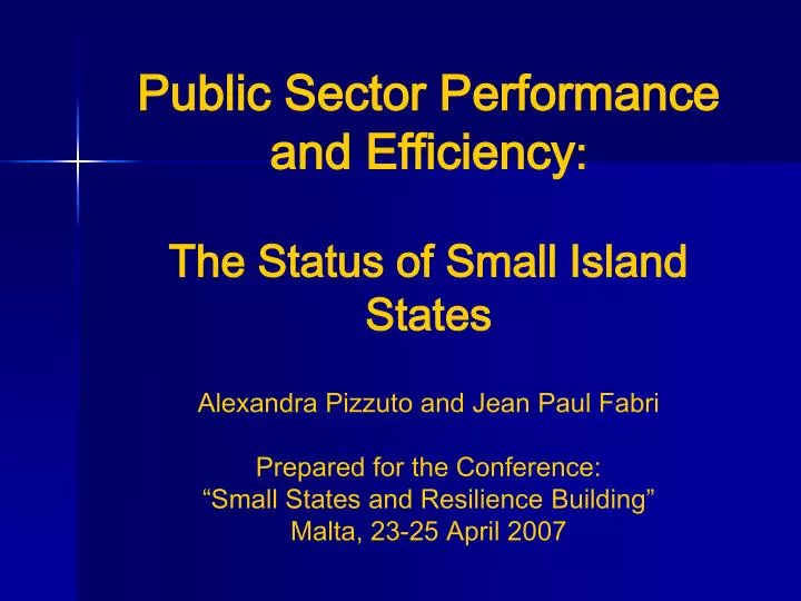 public sector performance and efficiency the status of small island states