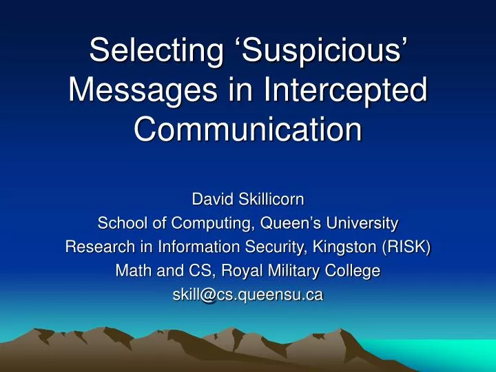 selecting suspicious messages in intercepted communication