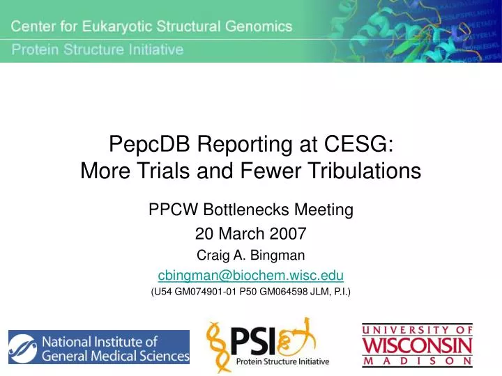 pepcdb reporting at cesg more trials and fewer tribulations