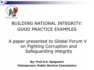 BUILDING NATIONAL INTEGRITY: GOOD PRACTICE EXAMPLES