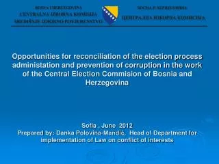 COMPETENCES OF THE CENTRAL ELECTION COMMISSION