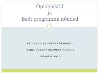 piobjektid ja best programmi n uded