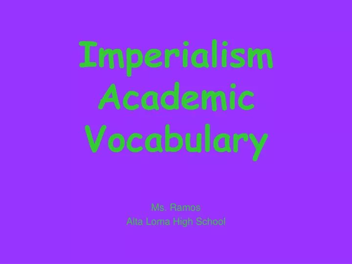 imperialism academic vocabulary