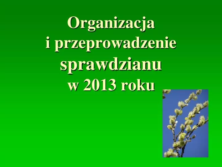 organizacja i przeprowadzenie sprawdzianu w 2013 roku