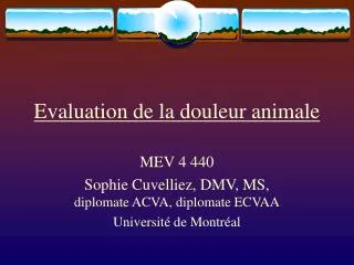 evaluation de la douleur animale