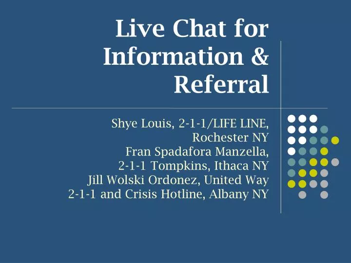 live chat for information referral