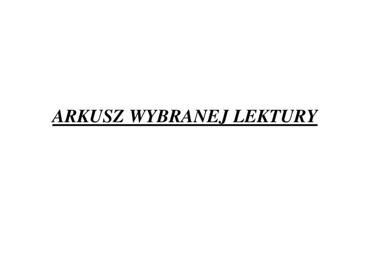 arkusz wybranej lektury