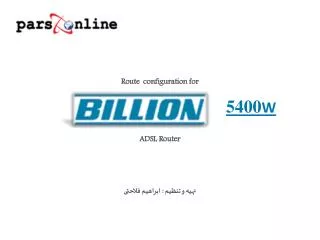 route configuration for 5400 w adsl router