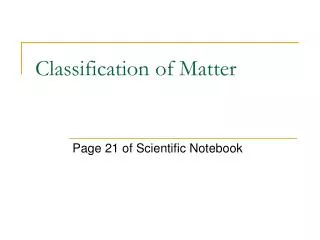 Classification of Matter