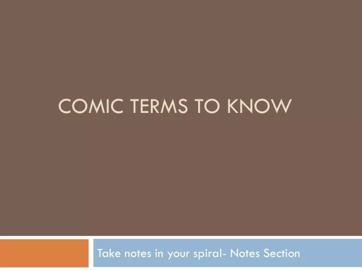 comic terms to know