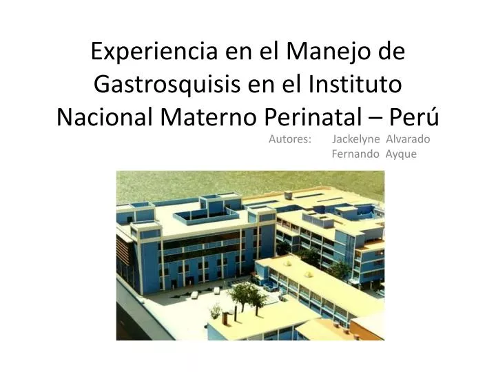 experiencia en el manejo de gastrosquisis en el instituto nacional materno perinatal per