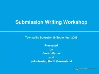 Submission Writing Workshop