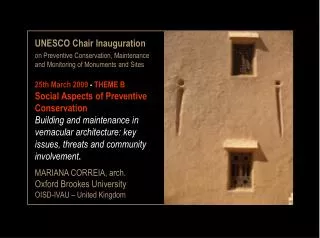 UNESCO Chair Inauguration