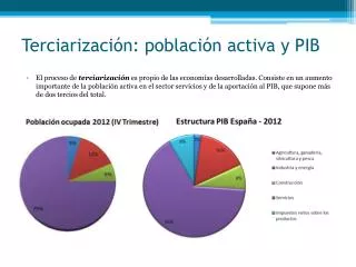 terciarizaci n poblaci n activa y pib