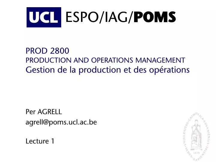prod 2800 production and operations management gestion de la production et des op rations