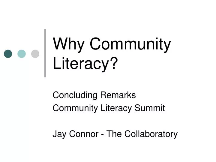 why community literacy