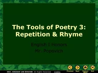 The Tools of Poetry 3: Repetition &amp; Rhyme