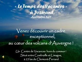 le temps des vacances jozerand association a j f