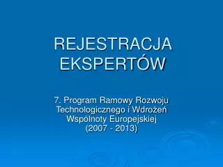 rejestracja ekspert w