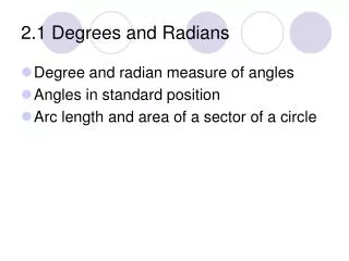 2.1 Degrees and Radians