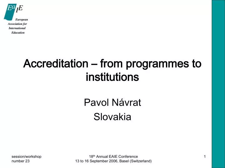 accreditation fr om programmes to institutions