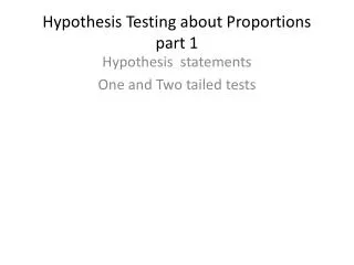 Hypothesis Testing about Proportions part 1