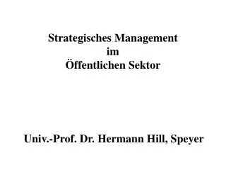 strategisches management im ffentlichen sektor