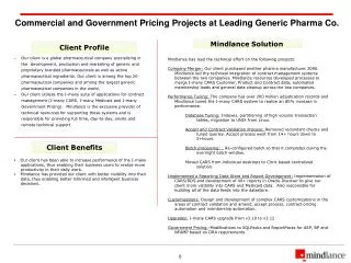 Commercial and Government Pricing Projects at Leading Generic Pharma Co.