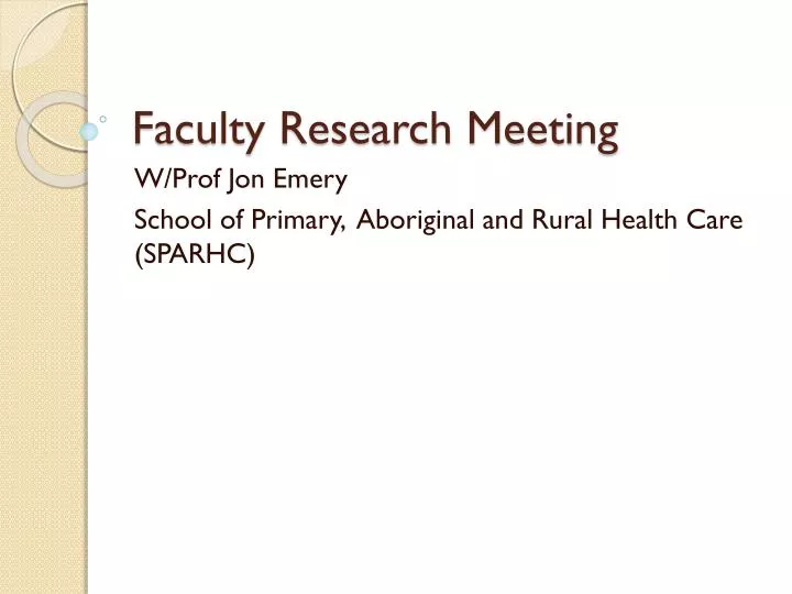 faculty research meeting