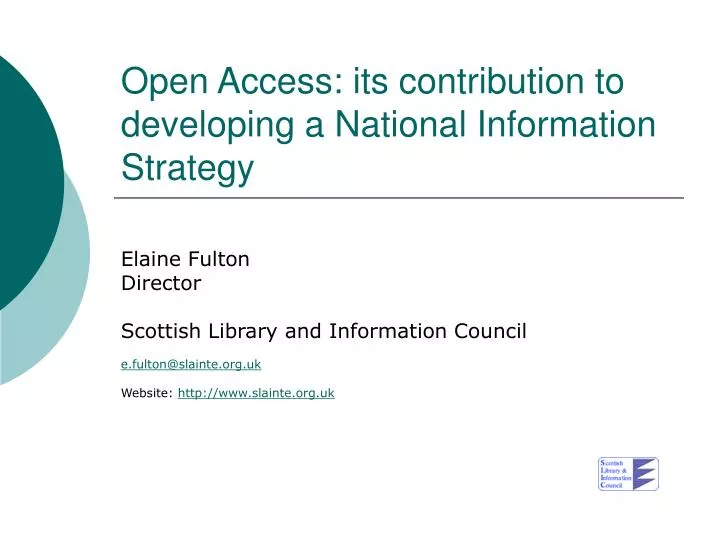 open access its contribution to developing a national information strategy