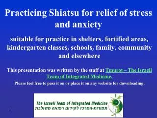 Practicing Shiatsu for relief of stress and anxiety