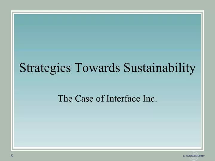 strategies towards sustainability