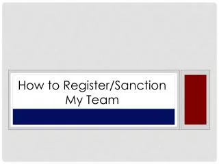 How to Register/Sanction My Team