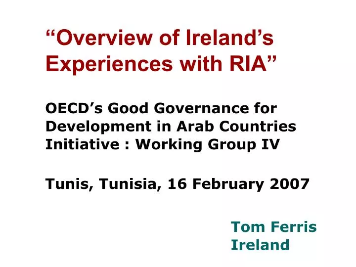 overview of ireland s experiences with ria