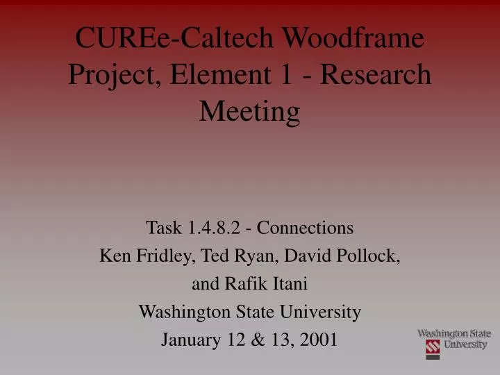 curee caltech woodframe project element 1 research meeting