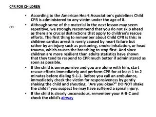 CPR FOR CHILDREN