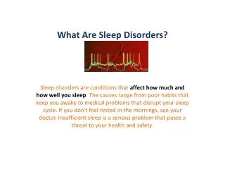 What Are Sleep Disorders ?