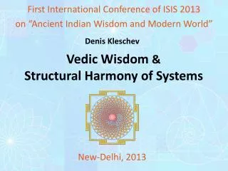 Vedic Wisdom &amp; Structural Harmony of Systems