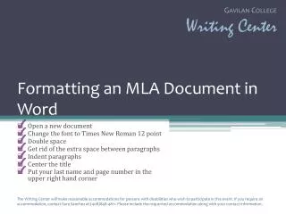 Formatting an MLA Document in Word