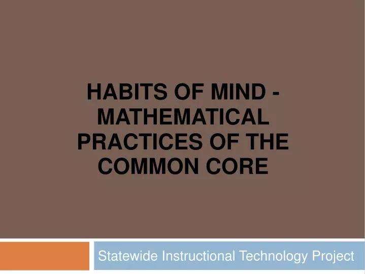 habits of mind mathematical practices of the common core