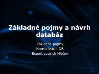 z kladn pojmy a n vrh datab z