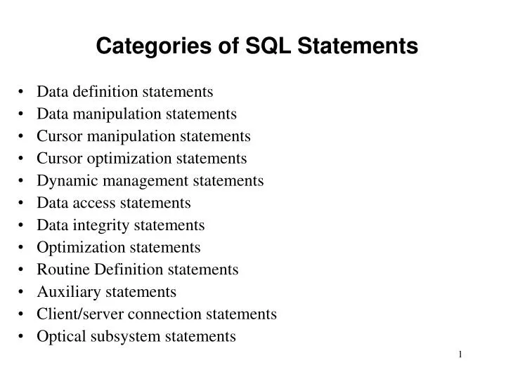 categories of sql statements